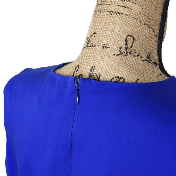 CALVIN Klein Womens Button Tab Cotton Canvas Pencil Dress Size 12 Royal Blue - Picture 9 of 13